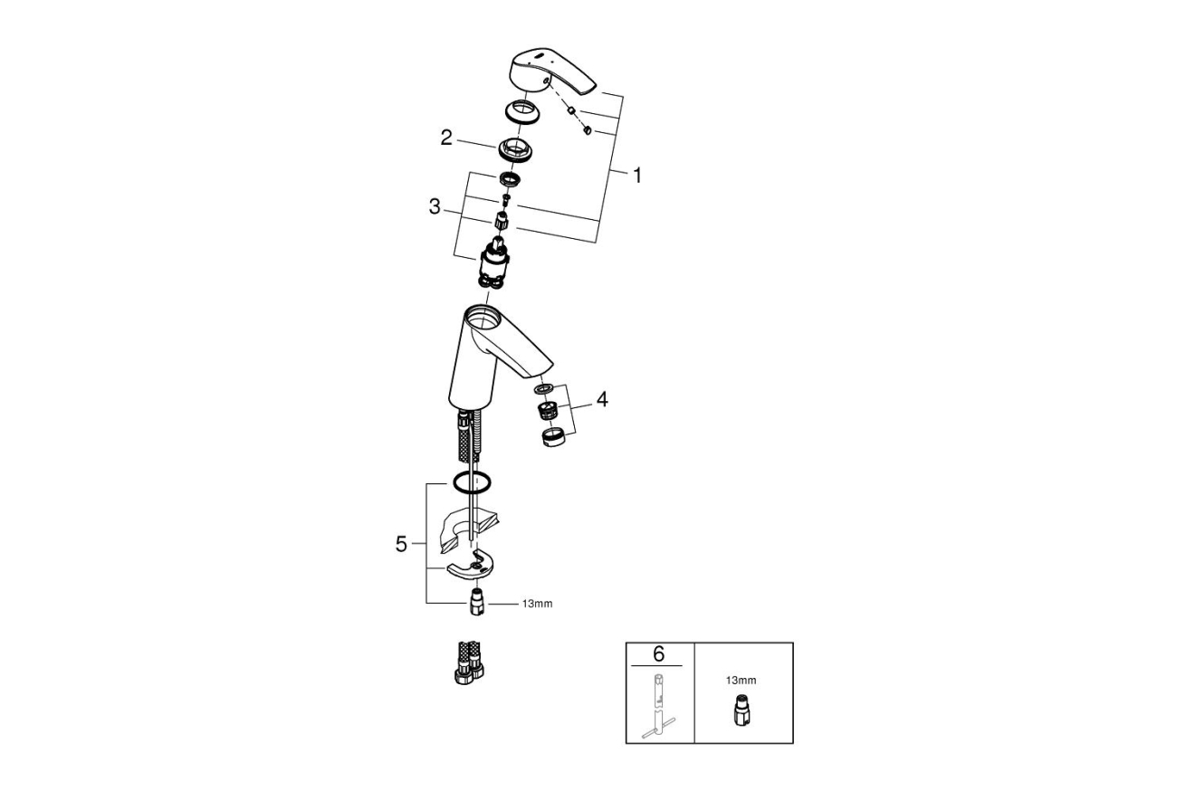 Смеситель для раковины GROHE Eurosmart, M-size, хром (2339510E)