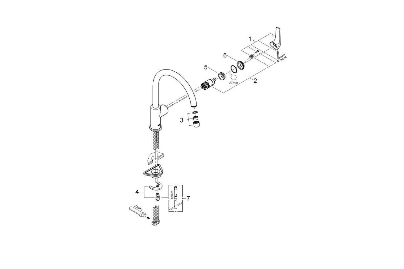 Смеситель для кухни GROHE BauFlow, хром (31230000)