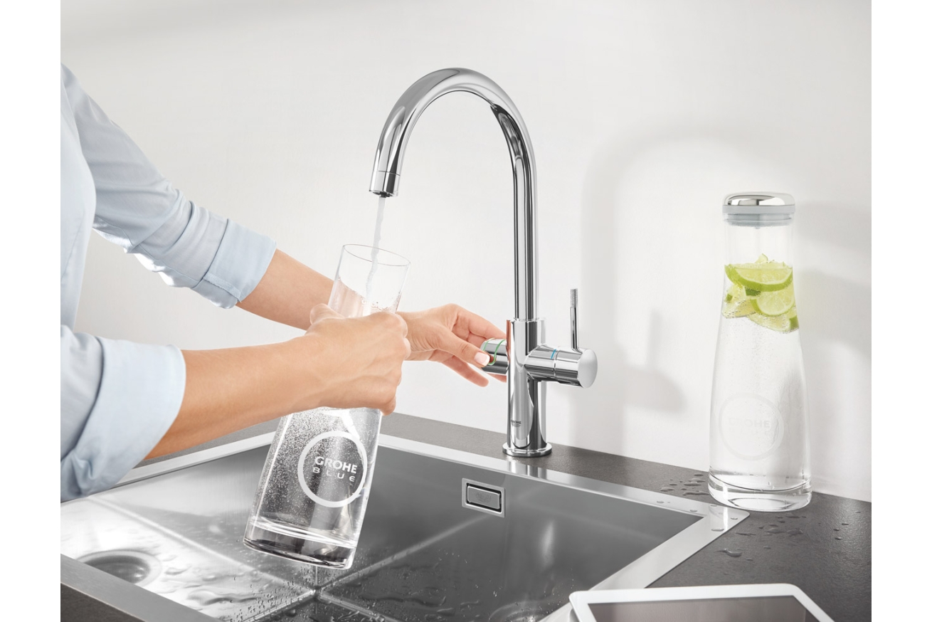 Смеситель для кухни GROHE Blue Professional с функцией фильтрации, с системой охлаждения и газирования воды, Wi-Fi, хром (31323002)