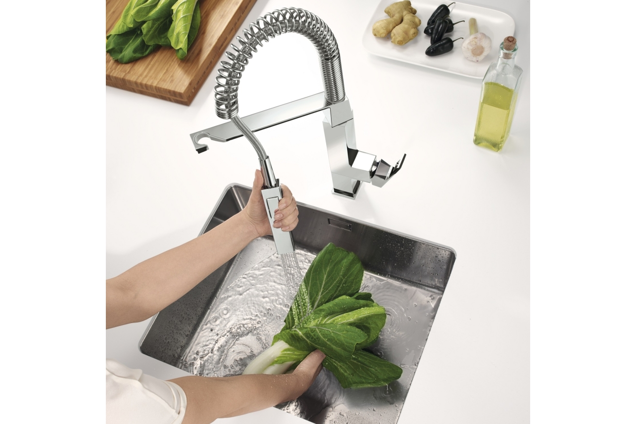 Смеситель для кухонной мойки GROHE Eurocube профессиональный, хром (31395000)