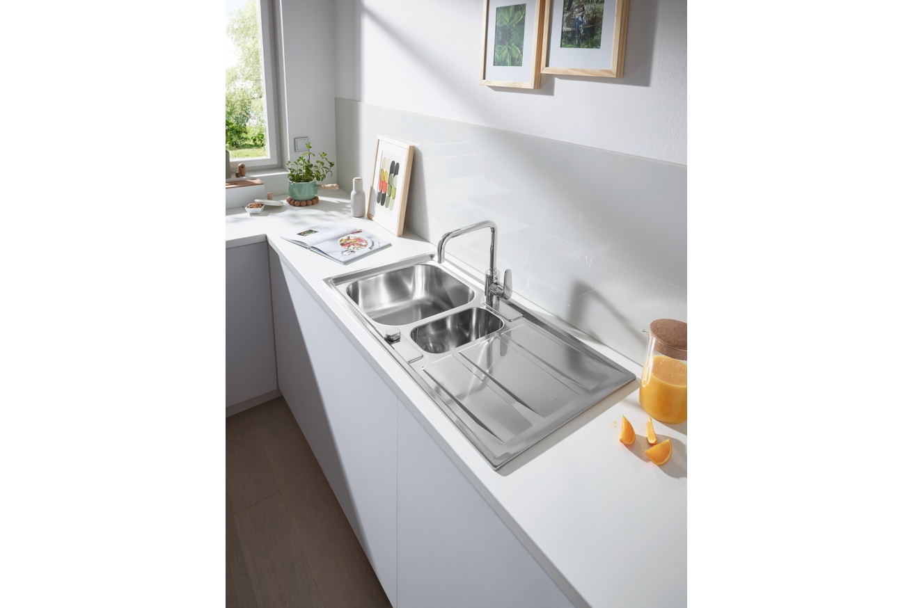 Мойка GROHE из нержавеющей стали с корзинчатым вентилем, оборачиваемая, K400  60-S 97/50 1.5 (31567SD0)