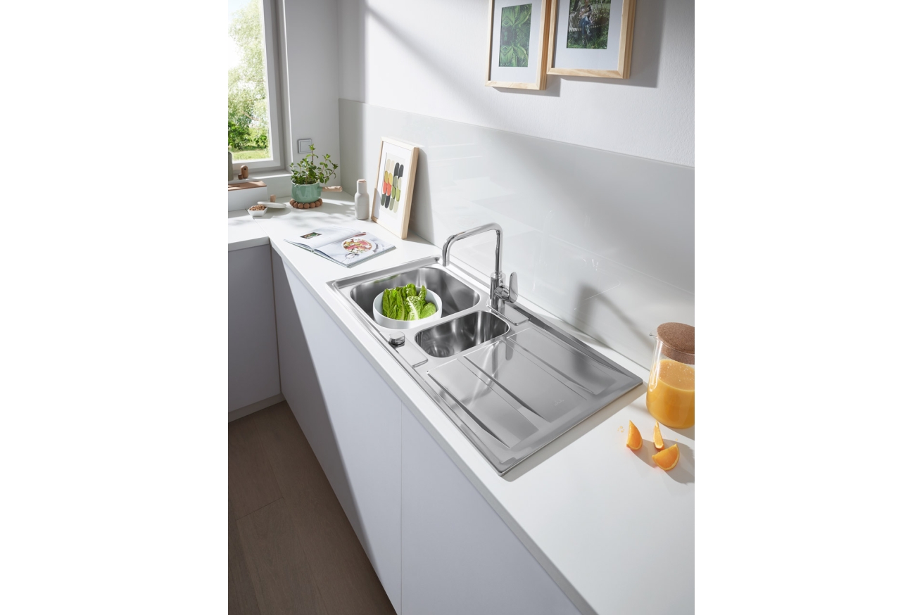 Мойка GROHE из нержавеющей стали с корзинчатым вентилем, оборачиваемая, K400  60-S 97/50 1.5 (31567SD0)