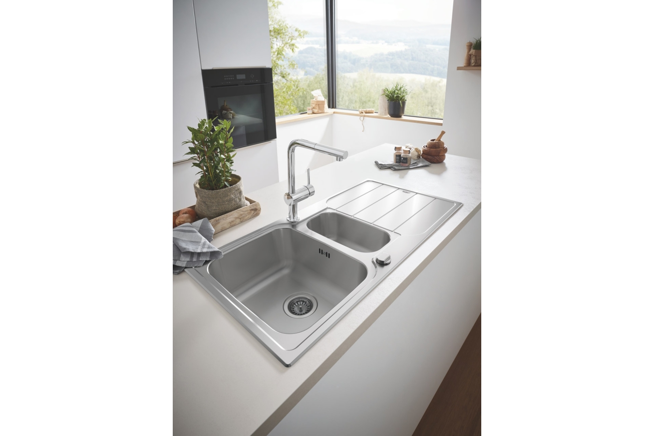 Мойка GROHE K500 с корзинчатым вентилем, нержавеющая сталь (31572SD1)