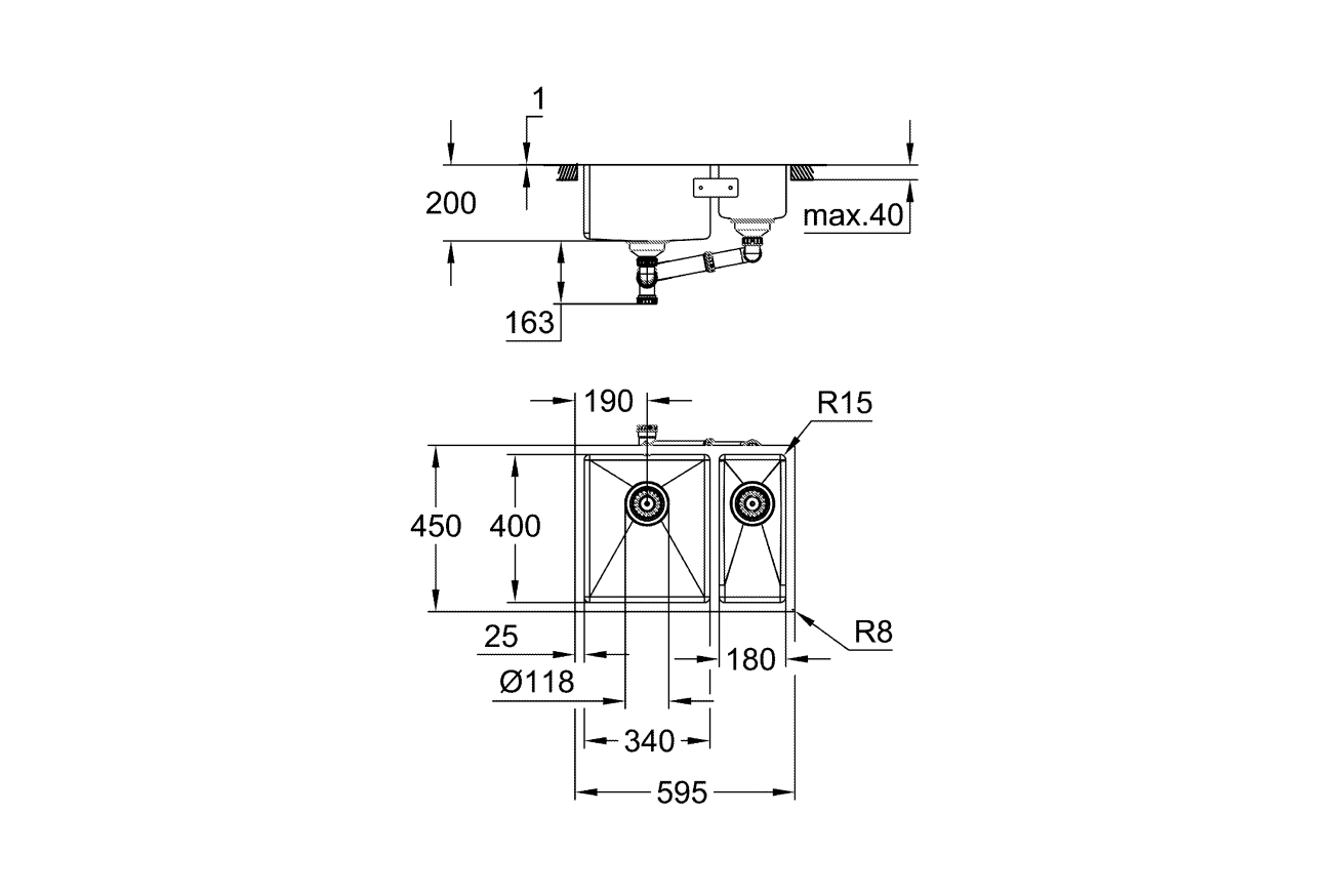 Мойка GROHE K700 Undermount, нержавеющая сталь (31577SD1)
