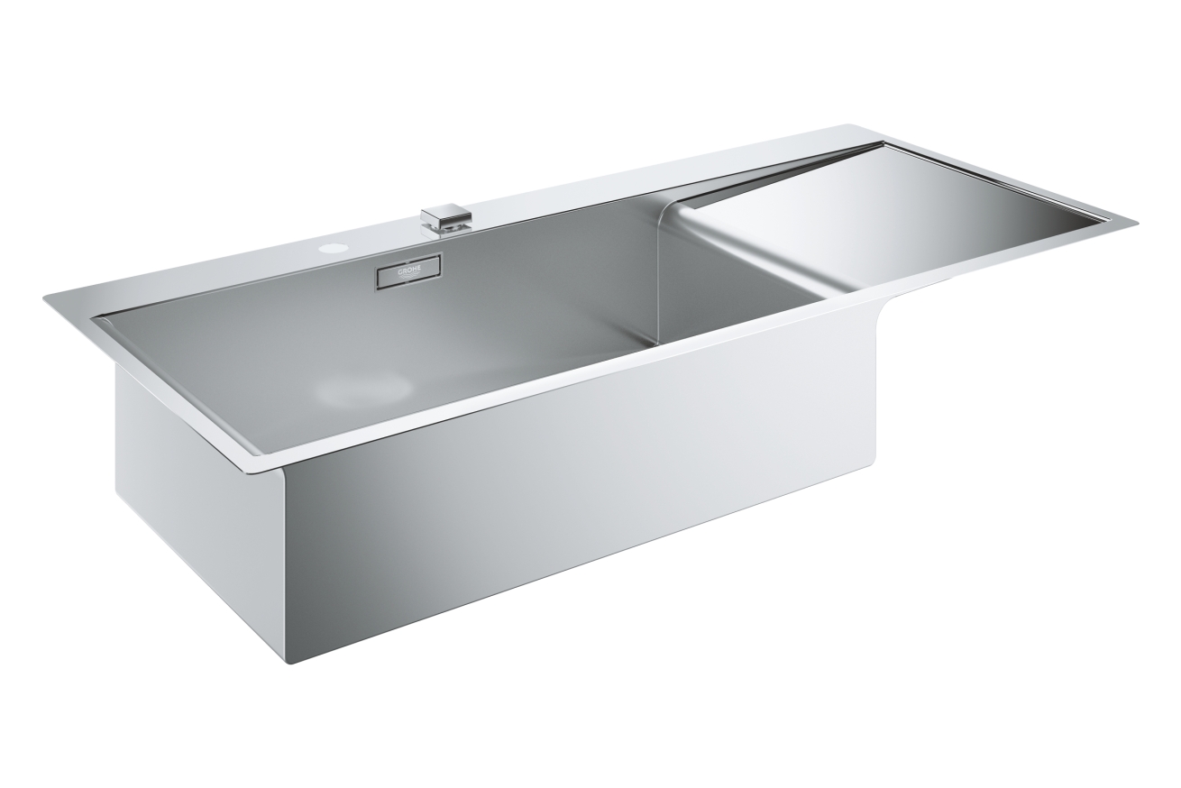 Мойка GROHE из нержавеющей стали с корзинчатым вентилем, расположение основной чаши слева, K1000 80-S 116/52 1.0 (31581SD0)
