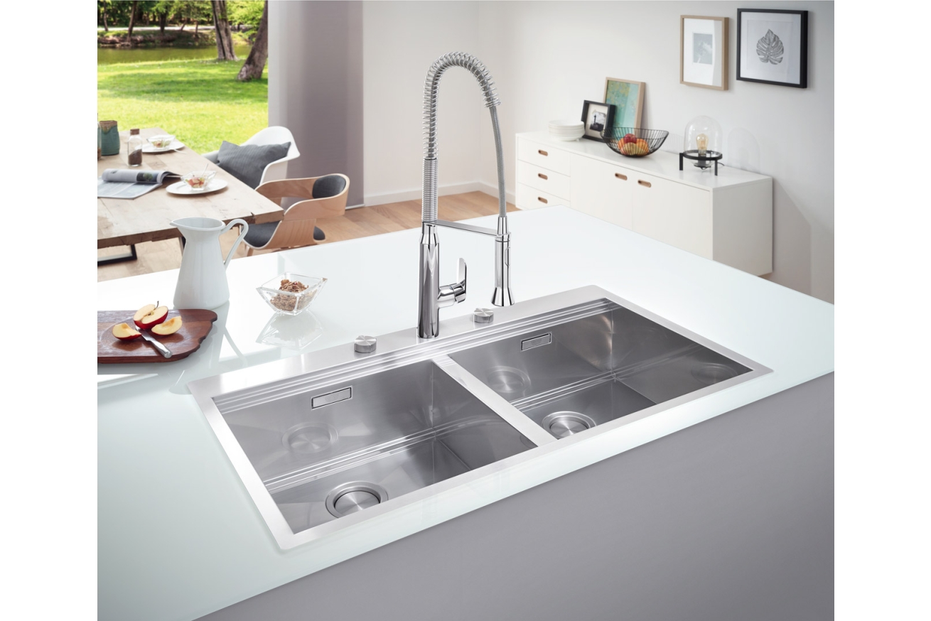 Мойка GROHE из нержавеющей стали, 2 чаши, без корзинчатого вентиля, K800 120-S 102,4/56 2.0 (31585SD0)