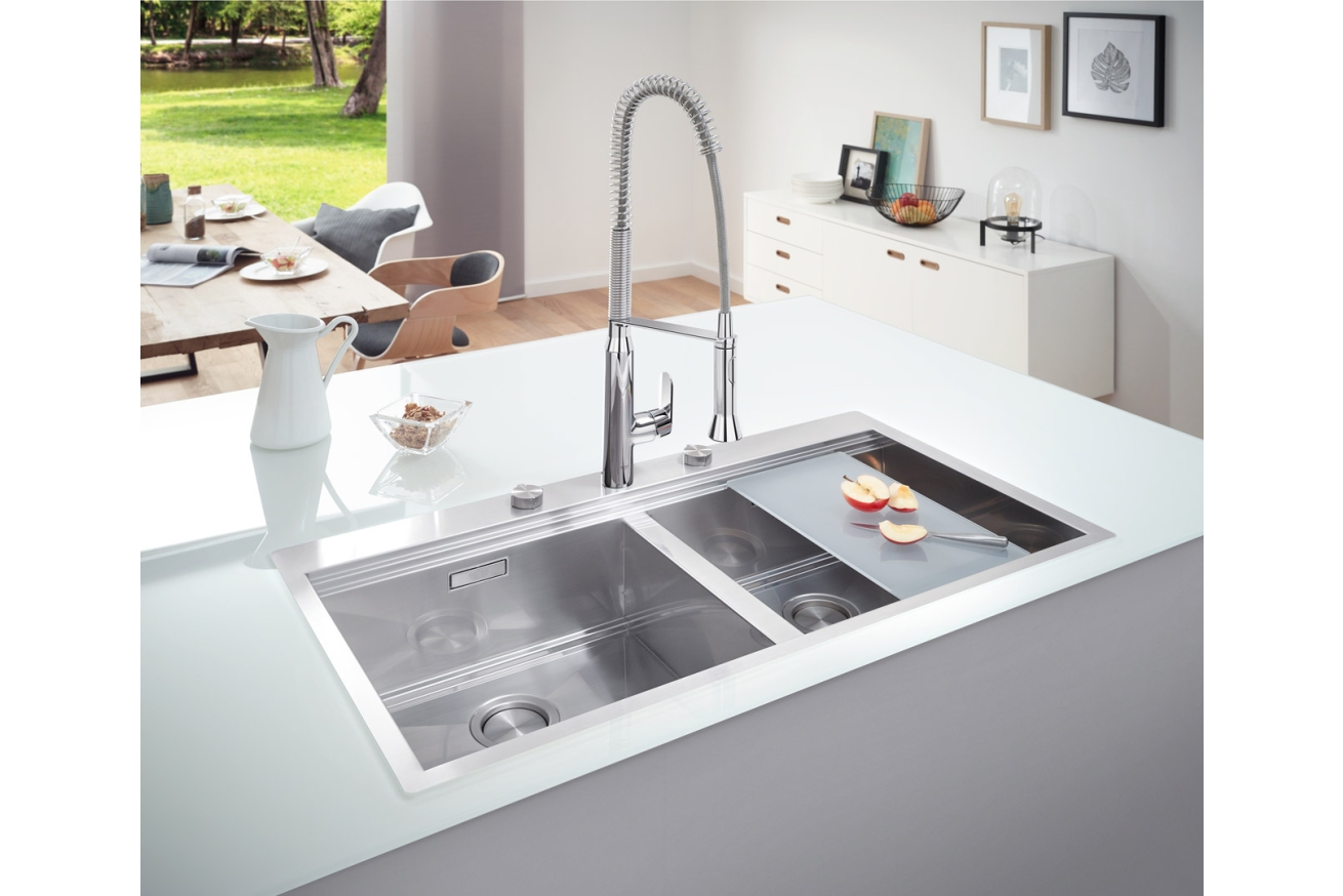 Мойка GROHE из нержавеющей стали, 2 чаши, без корзинчатого вентиля, K800 120-S 102,4/56 2.0 (31585SD0)