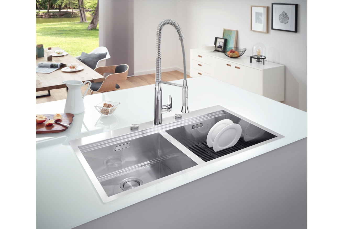 Мойка GROHE из нержавеющей стали, 2 чаши, без корзинчатого вентиля, K800 120-S 102,4/56 2.0 (31585SD0)