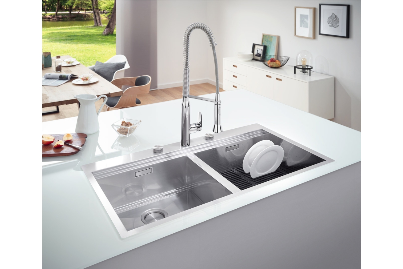 Мойка GROHE из нержавеющей стали, 2 чаши, без корзинчатого вентиля, K800 120-S 102,4/56 2.0 (31585SD0)