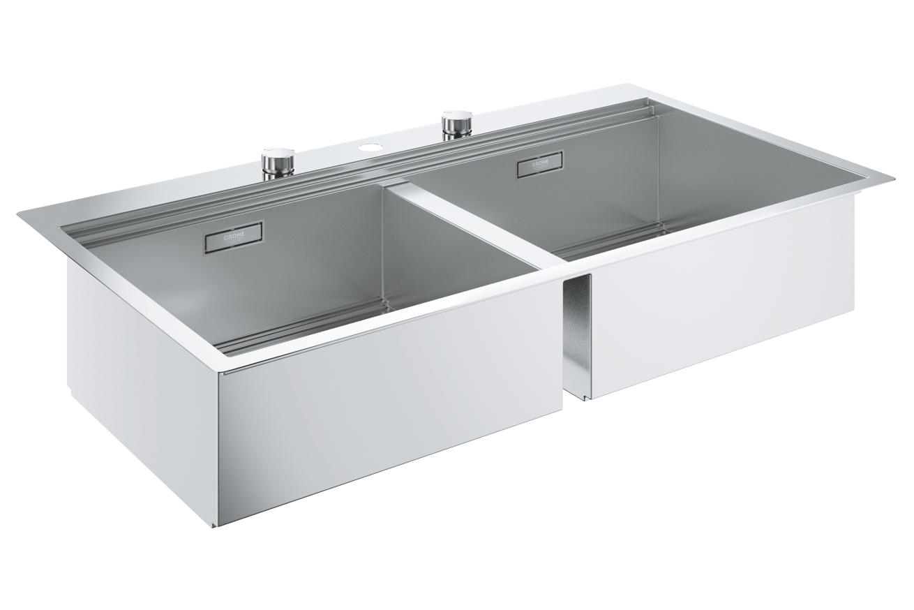 Мойка GROHE из нержавеющей стали, 2 чаши, без корзинчатого вентиля, K800 120-S 102,4/56 2.0 (31585SD0)