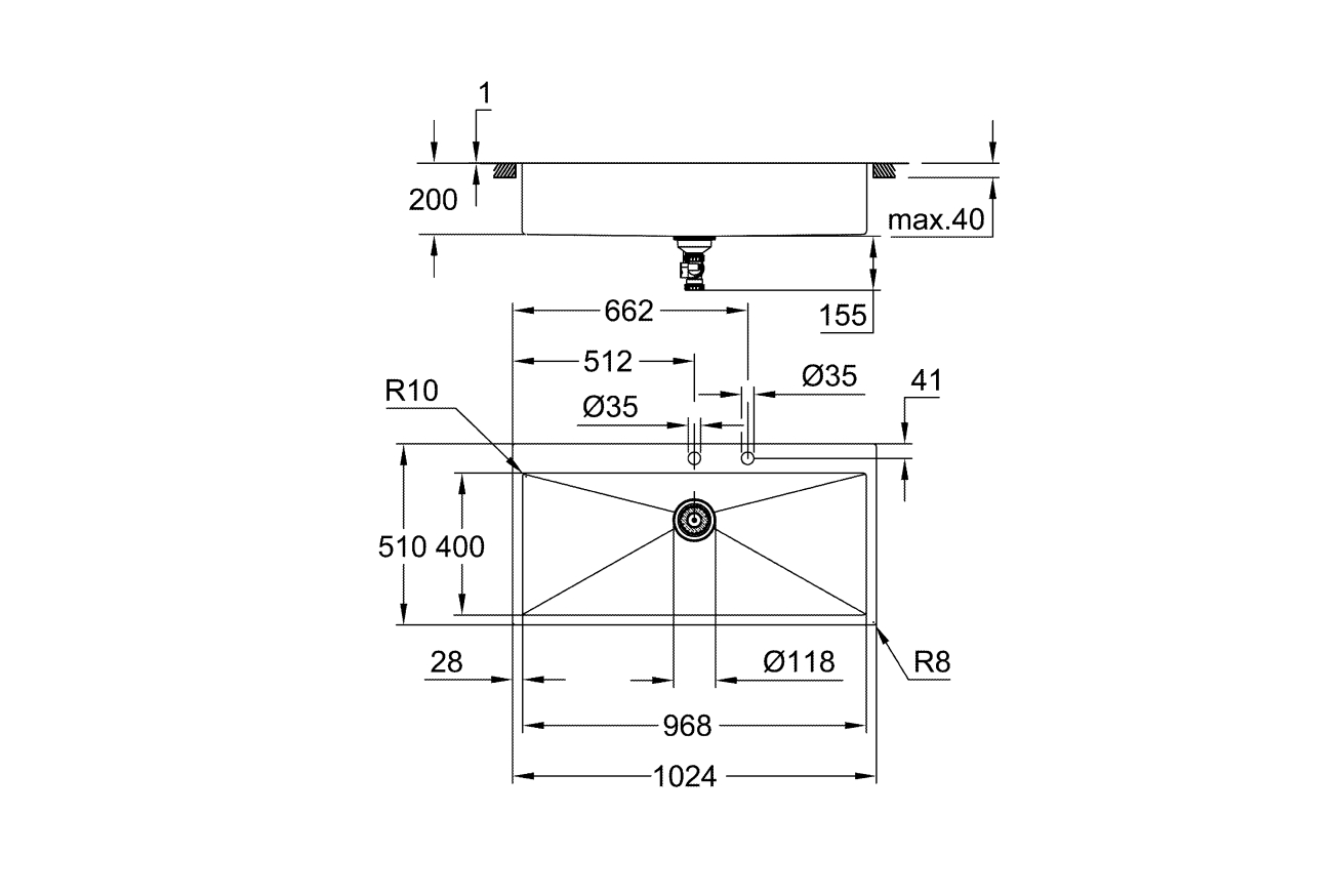 Мойка GROHE K800, нержавеющая сталь (31586SD1)