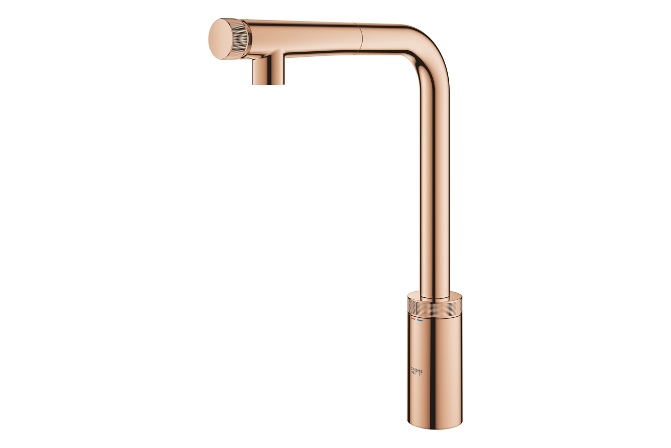 Смеситель для кухни GROHE Minta SmartControl с вытяжным L-изливом, теплый закат глянец (31613DA0)