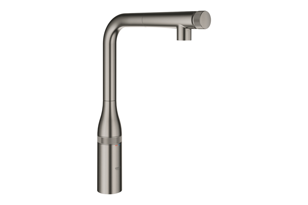 Смеситель для кухни GROHE Essence SmartControl с вытяжным изливом, темный графит матовый (31615AL0)