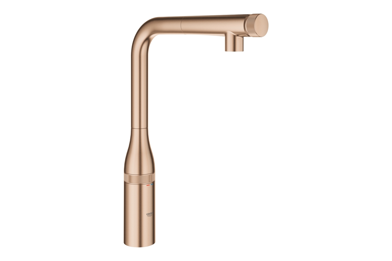 Смеситель для кухни GROHE Essence SmartControl с вытяжным изливом, теплый закат матовый (31615DL0)