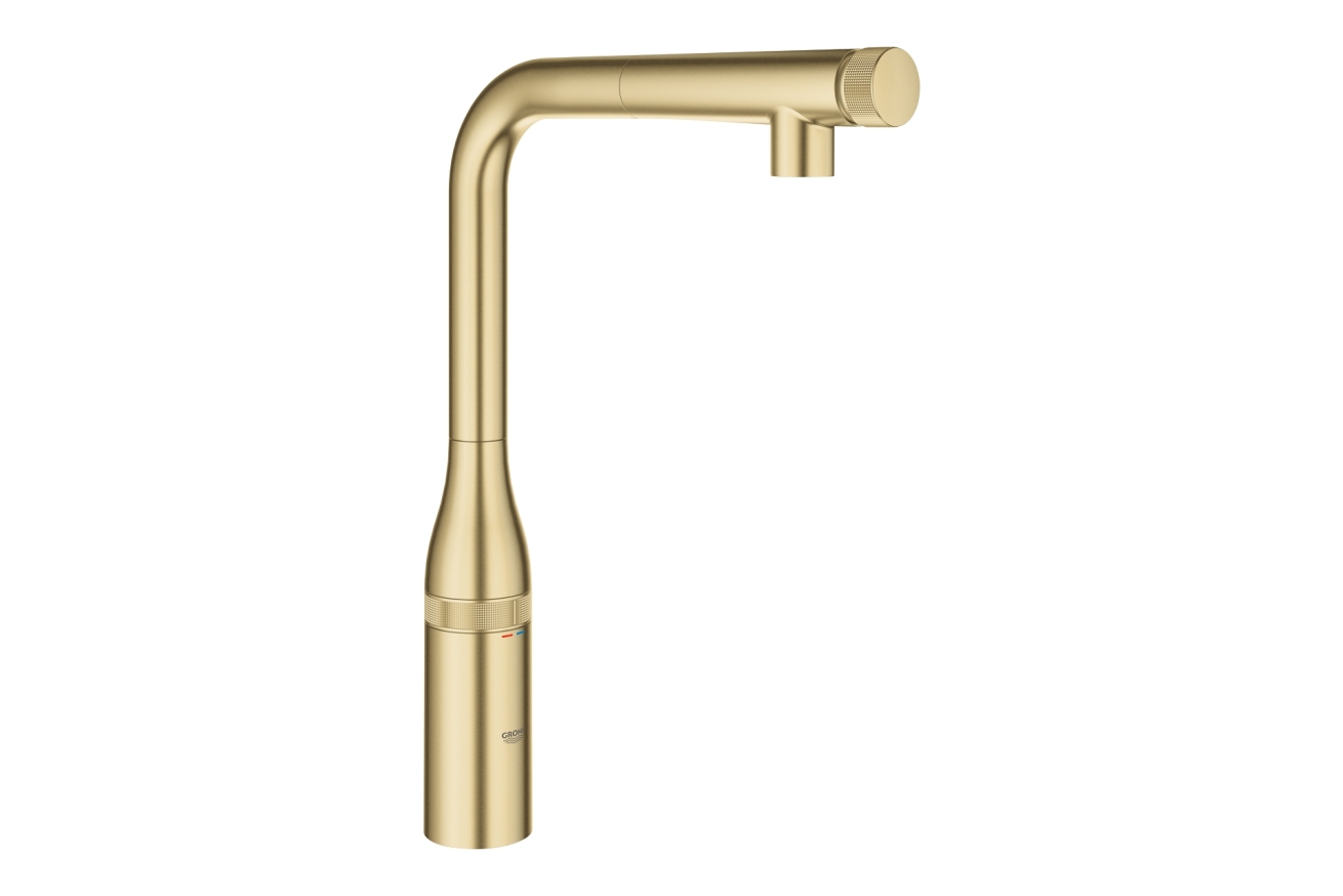 Смеситель для кухни GROHE Essence SmartControl с вытяжным изливом, холодный рассвет матовый (31615GN0)
