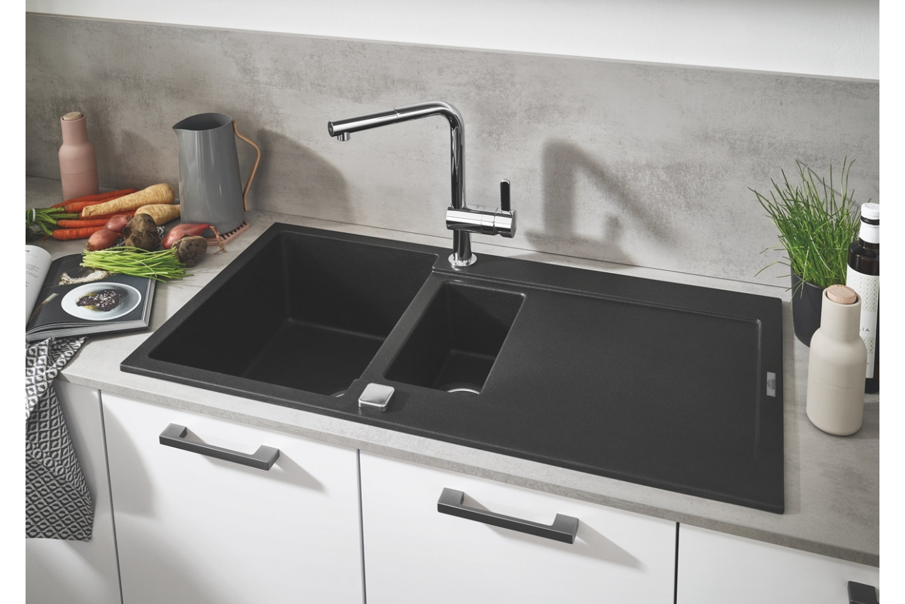 Мойка GROHE K500 с 1,5 чашей, 1000 x 500 мм, черный гранит (31646AP0)