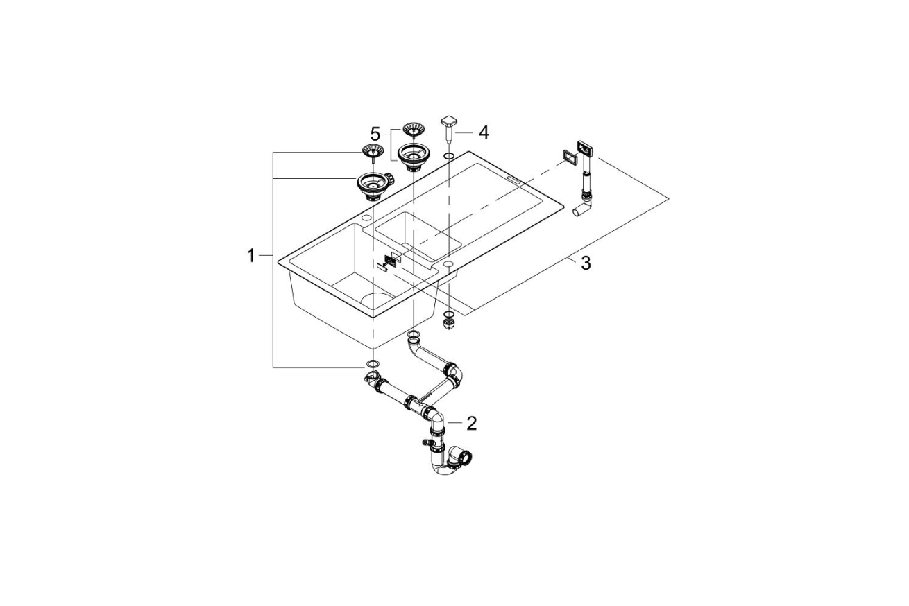 Мойка GROHE K500 с 1,5 чашей, 1000 x 500 мм, черный гранит (31646AP0)