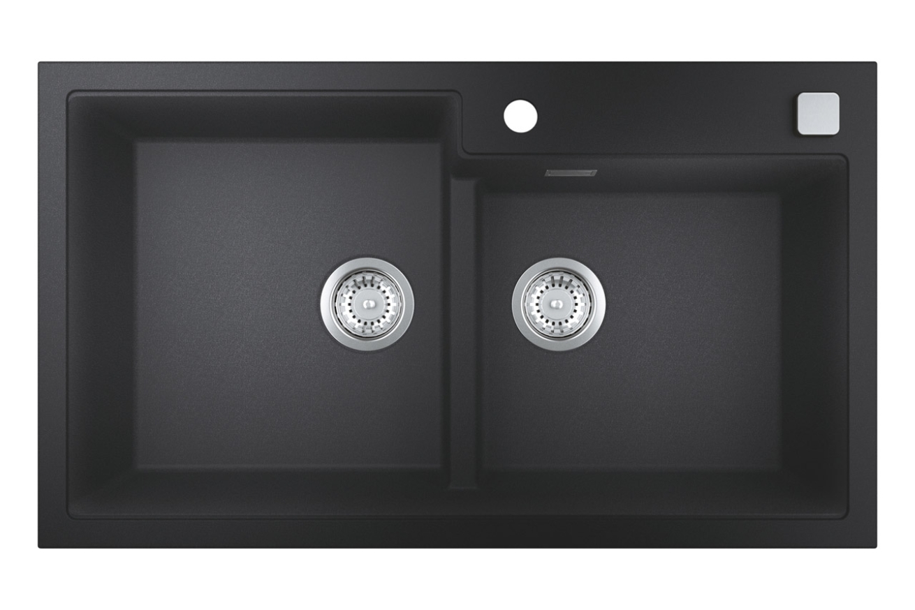 Мойка GROHE K500 с 2 чашами, 860 x 500 мм, черный гранит (31649AP0)