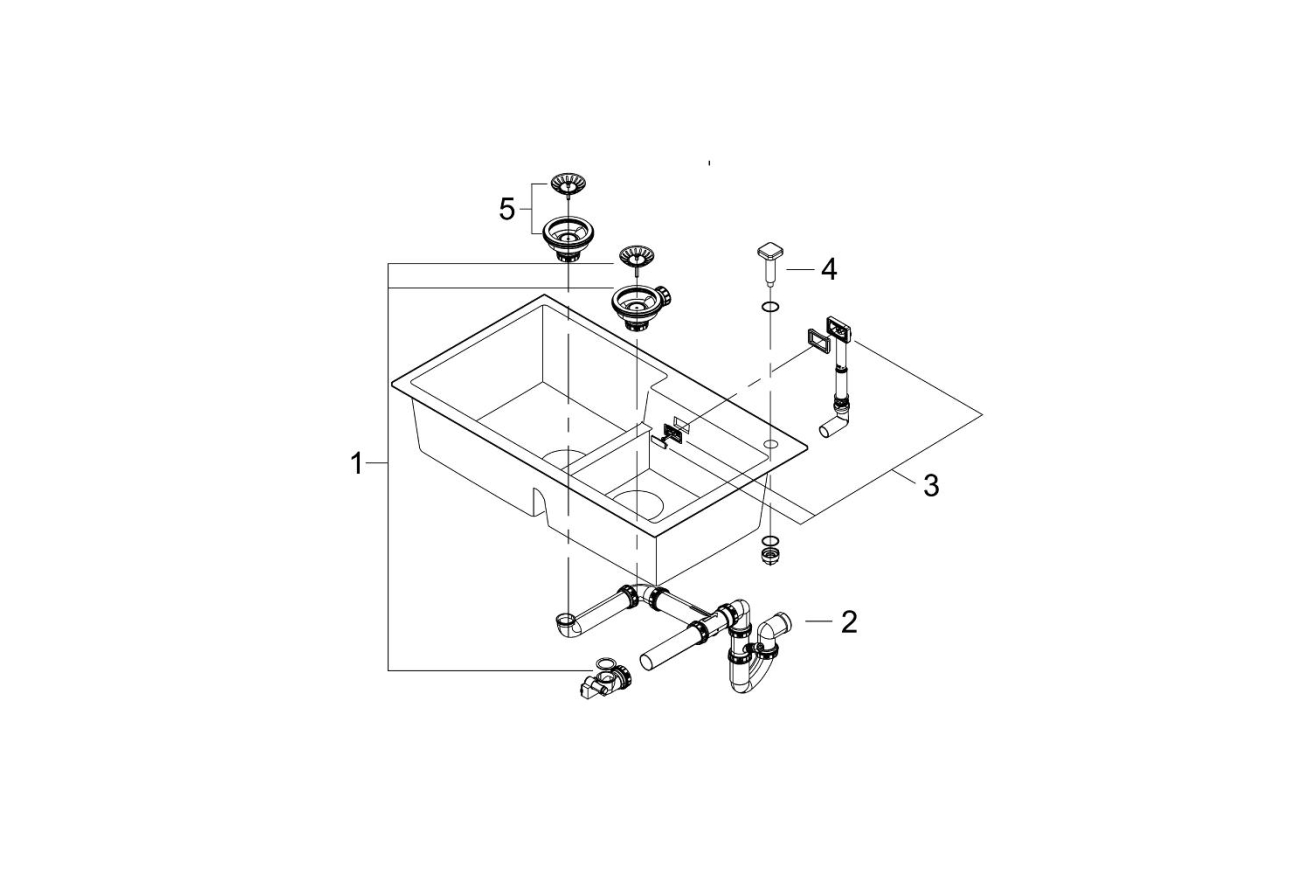 Мойка GROHE K500 с 2 чашами, 860 x 500 мм, черный гранит (31649AP0)