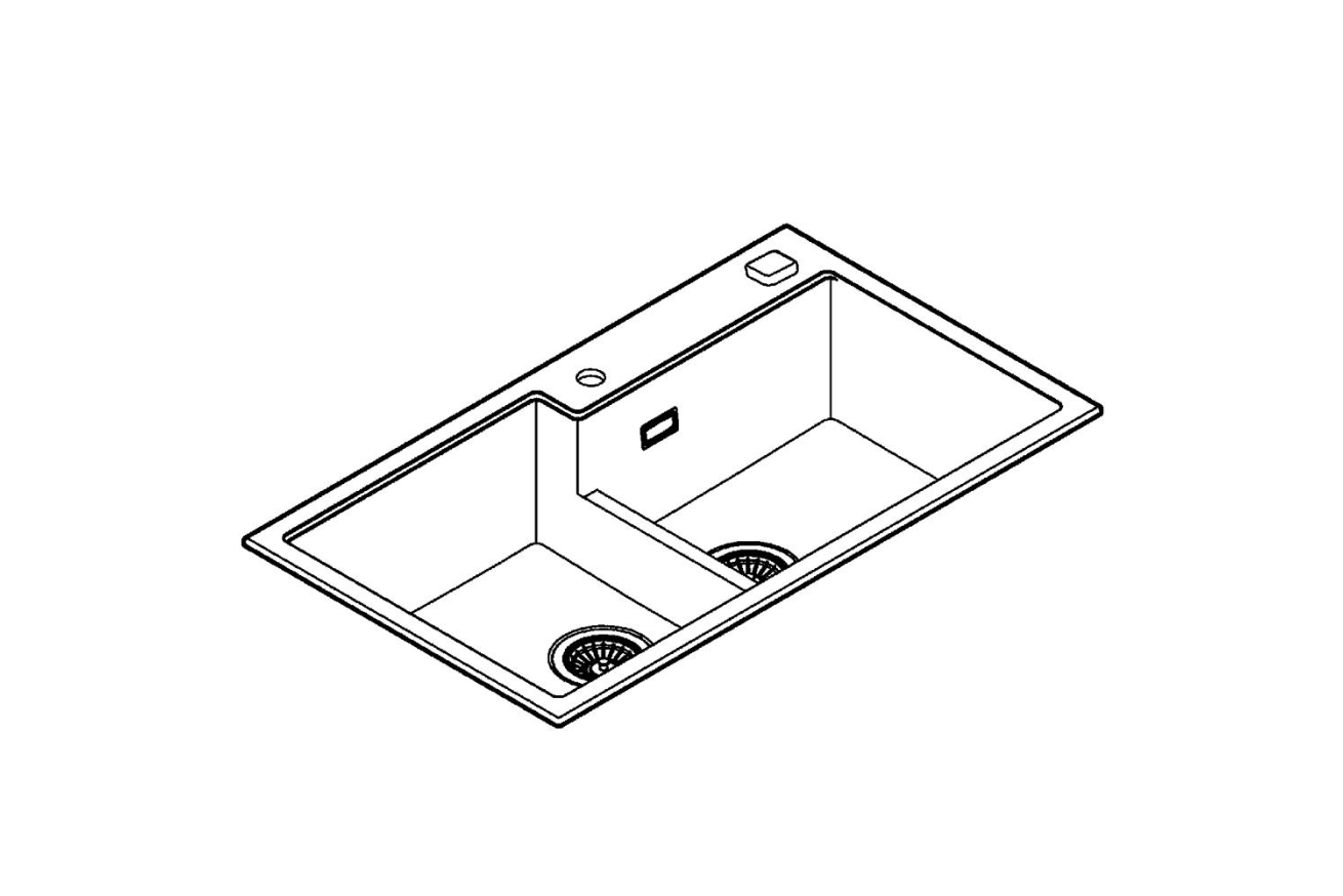 Мойка GROHE K500 с 2 чашами, 860 x 500 мм, черный гранит (31649AP0)