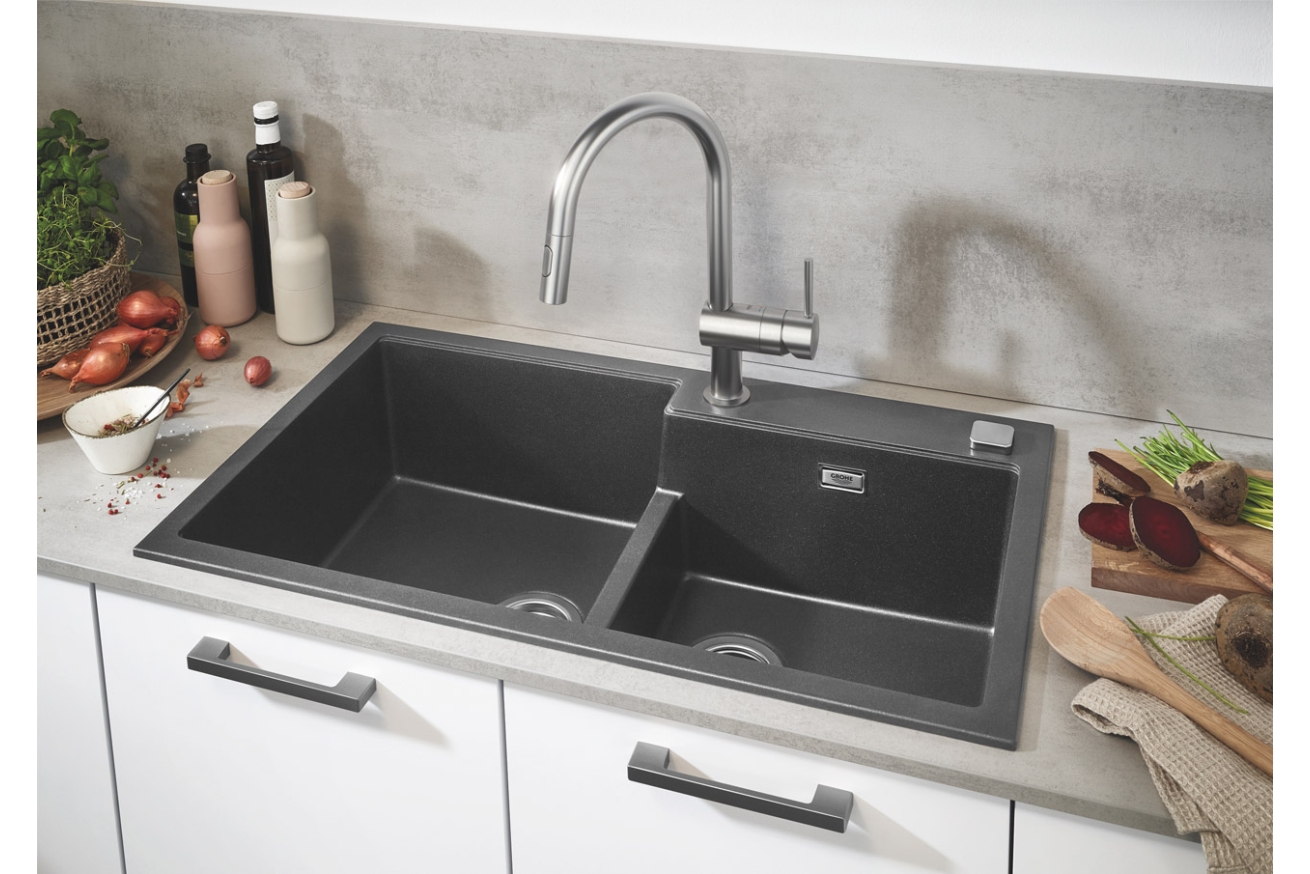 Мойка GROHE K500 с 2 чашами, 860 x 500 мм, серый гранит (31649AT0)