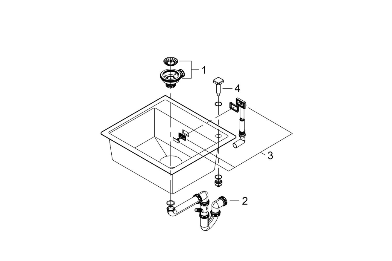 Мойка GROHE K700 с одной чашей, 560 x 510 мм, черный гранит (31651AP0)