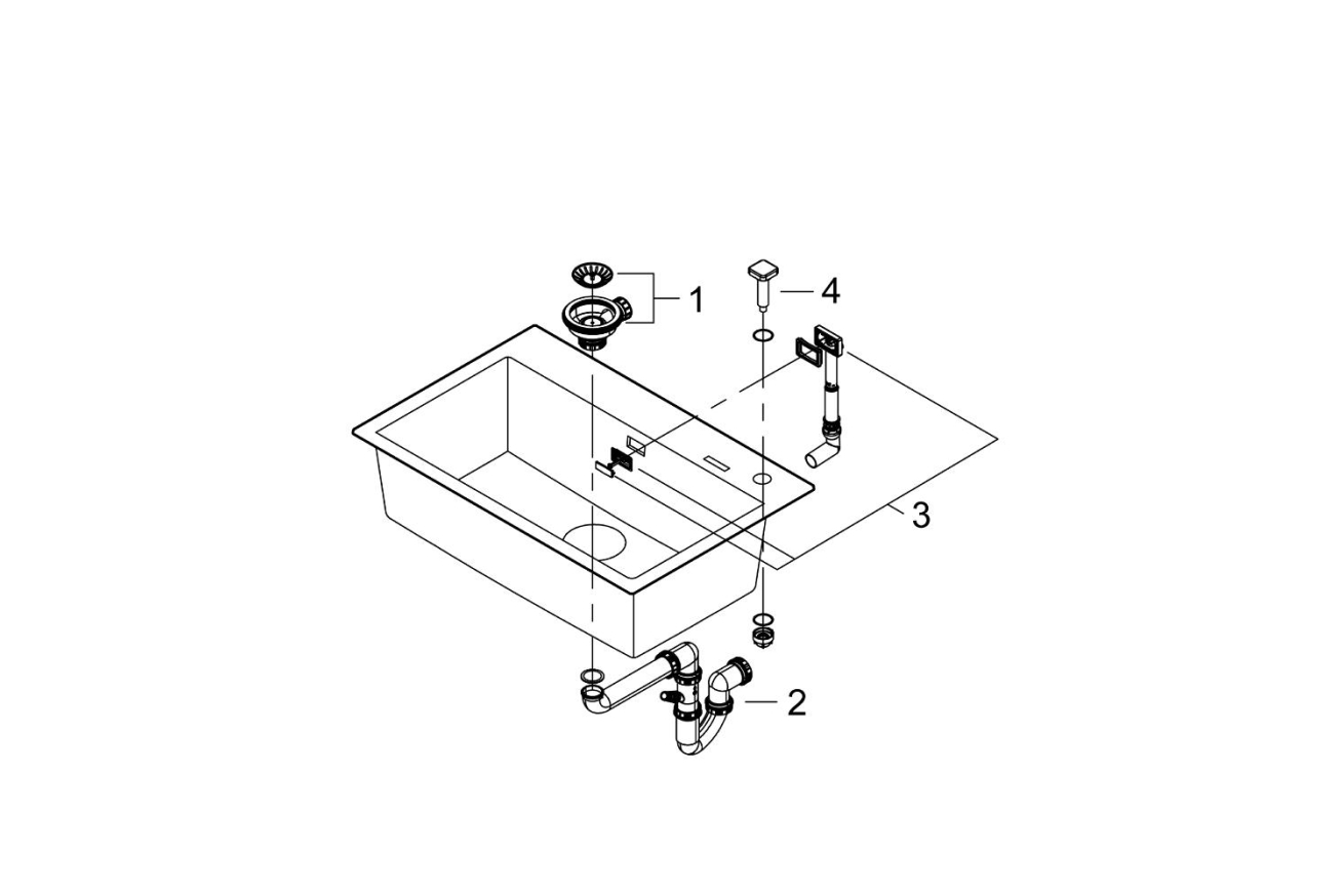 Мойка GROHE K700 с одной чашей, 780 x 510 мм, черный гранит (31652AP0)