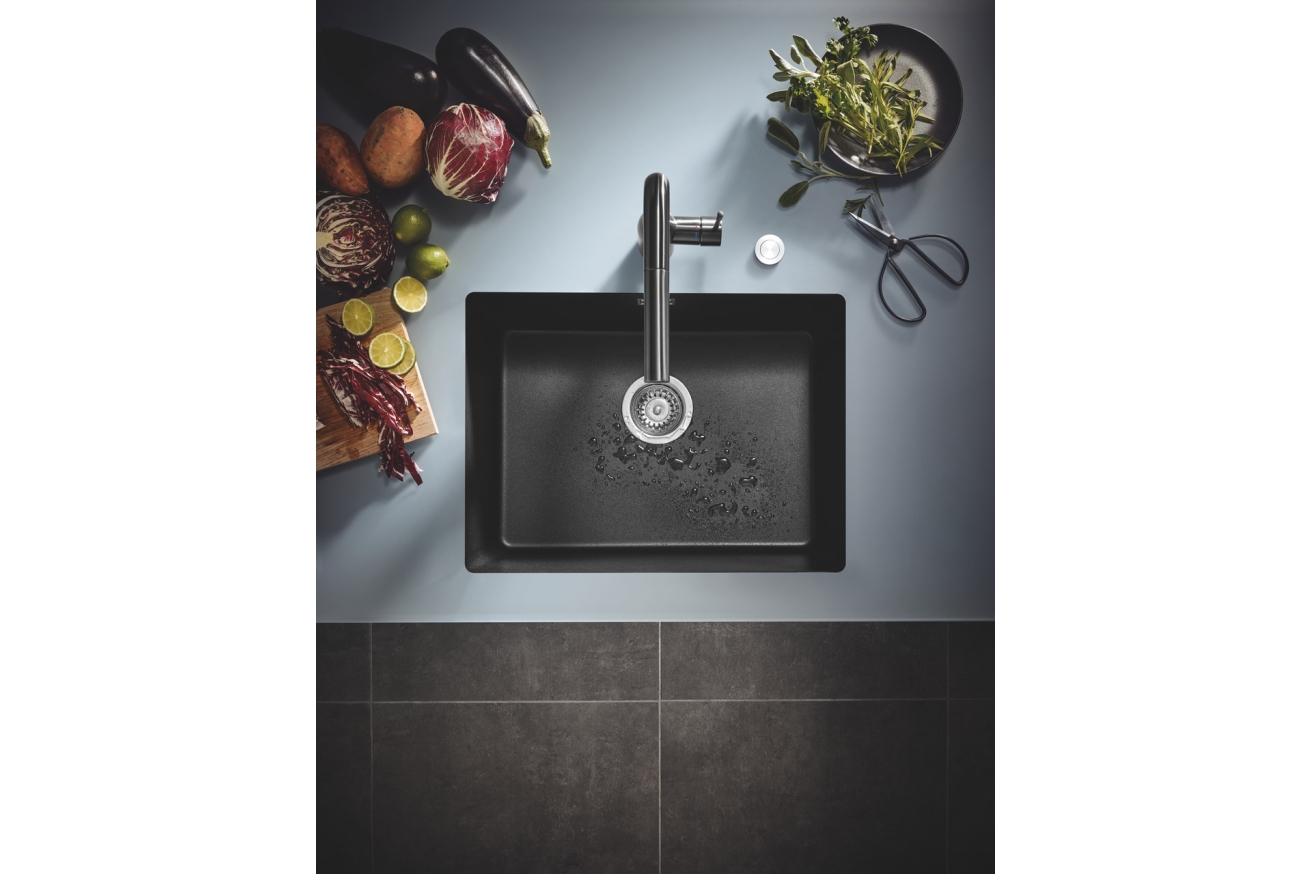Мойка GROHE K700U с одной чашей, 610 x 460 мм, черный гранит (31655AP0)