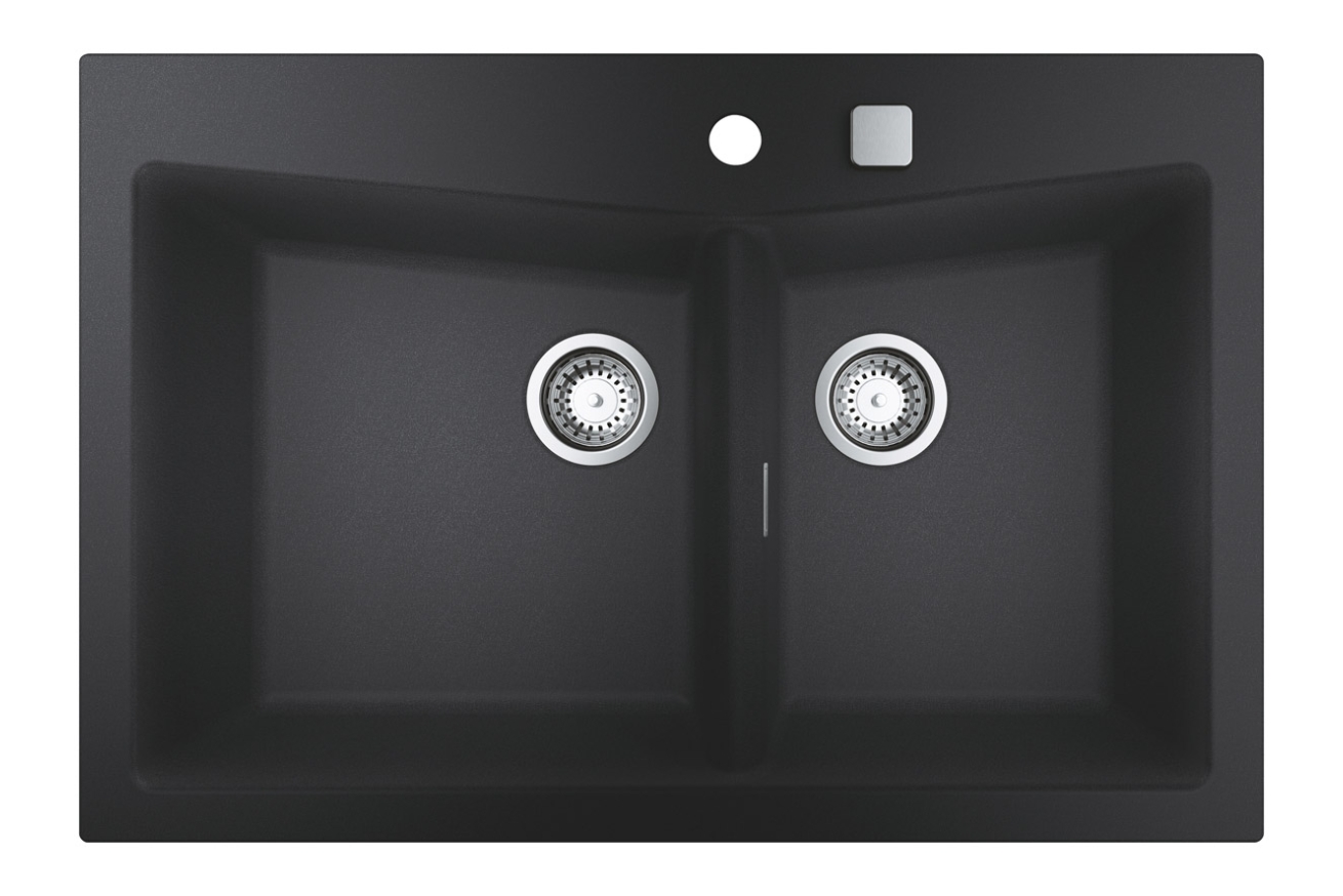 Мойка GROHE K700 с 2 чашами, 838 x 559 мм,черный гранит (31657AP0)