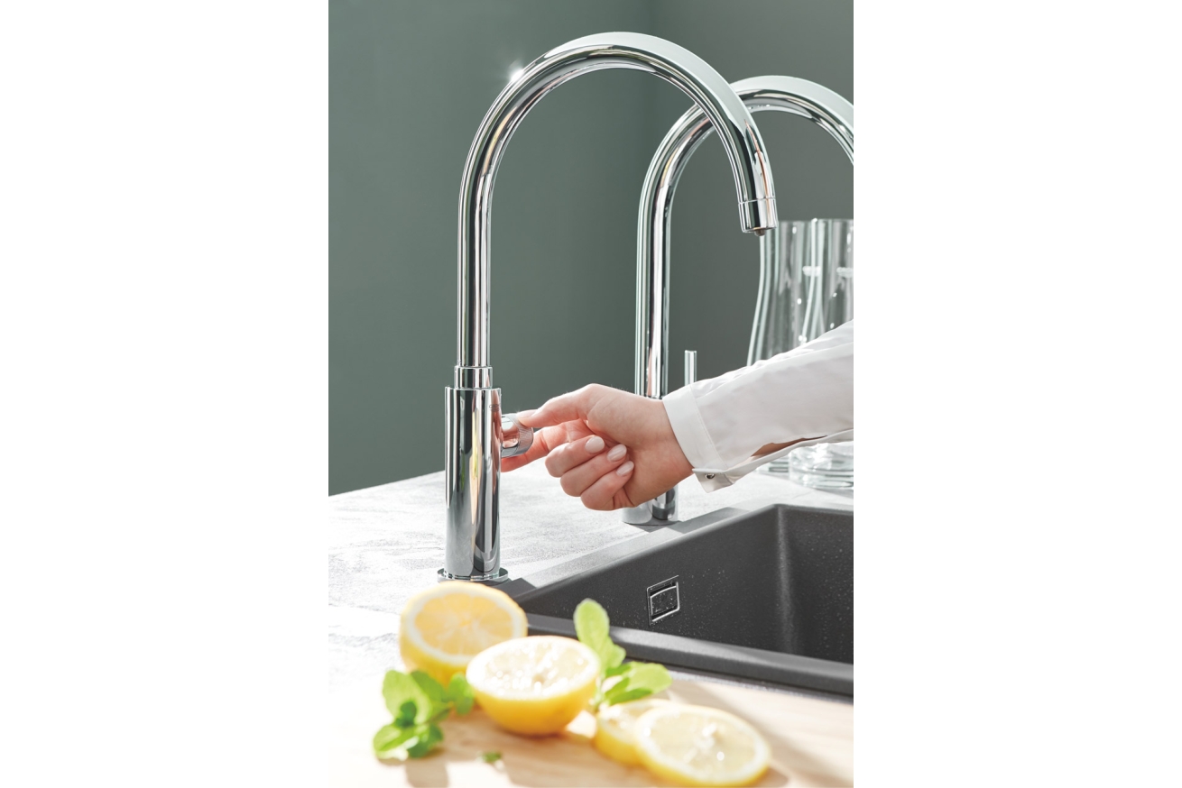 Кран для кухонной мойки GROHE Blue Pure Mono с функцией фильтрации, без фильтра в комплекте, хром (31724000)
