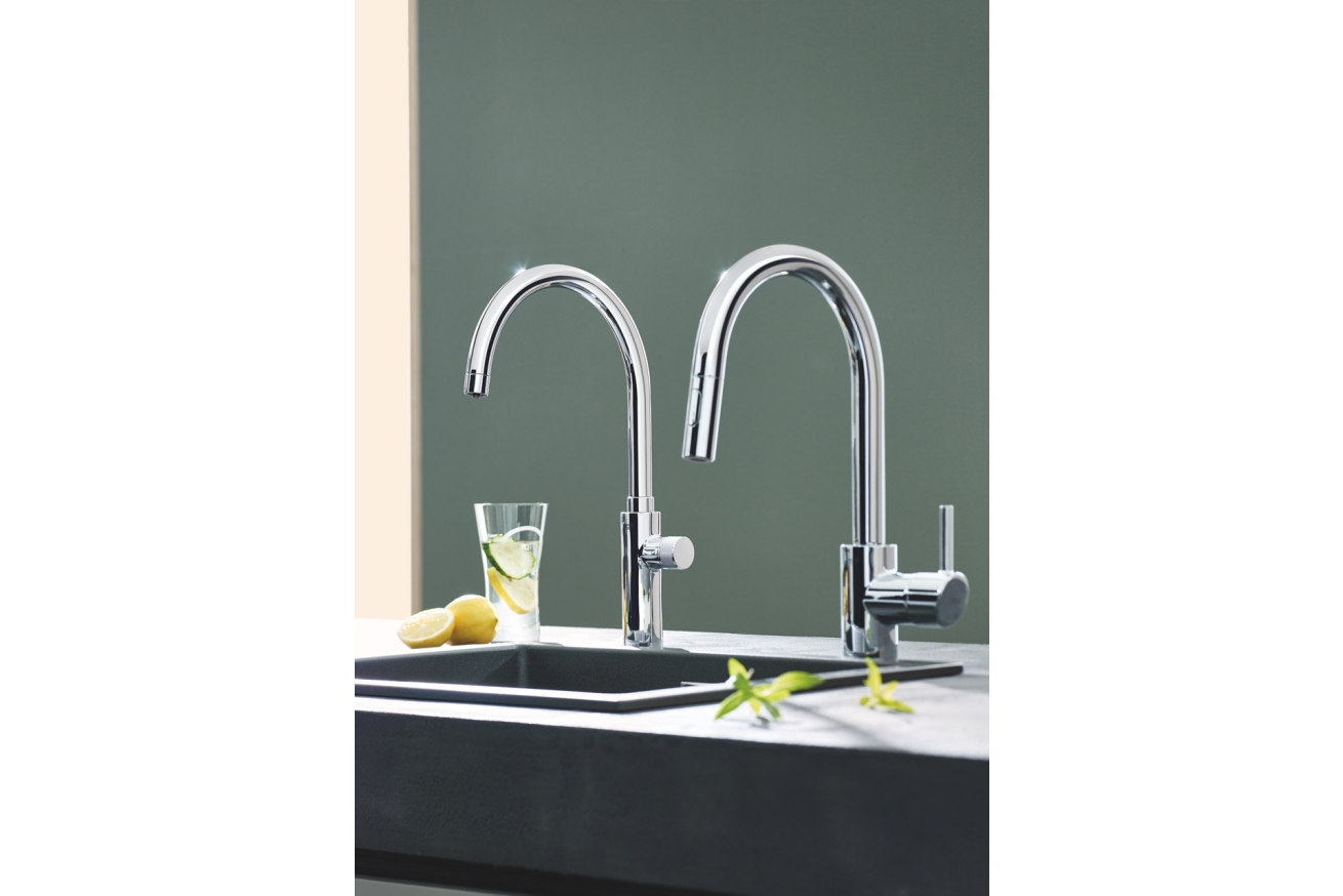 Кран для кухонной мойки GROHE Blue Pure Mono с функцией фильтрации, без фильтра в комплекте, хром (31724000)