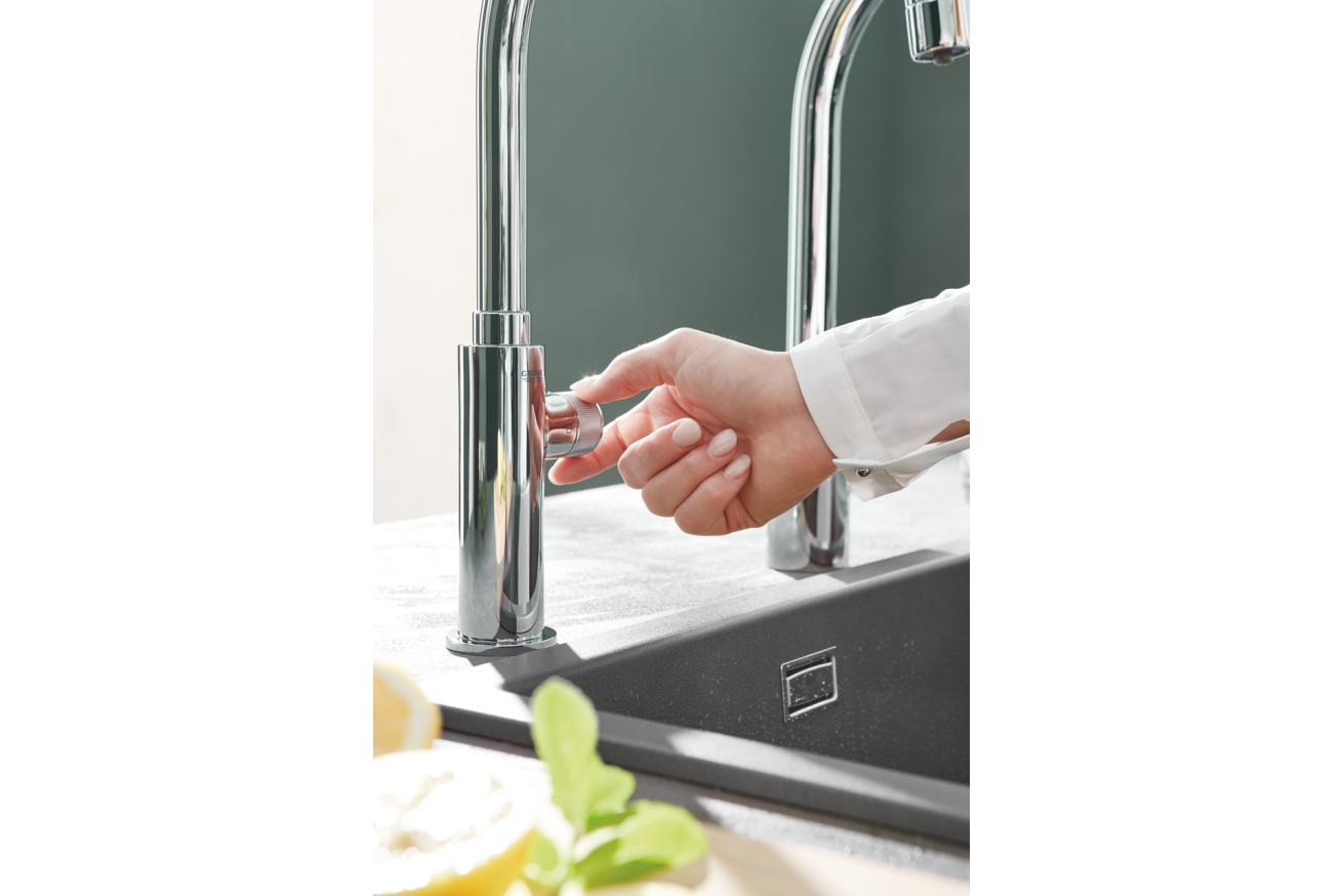 Кран для кухонной мойки GROHE Blue Pure Mono с функцией фильтрации, без фильтра в комплекте, хром (31724000)