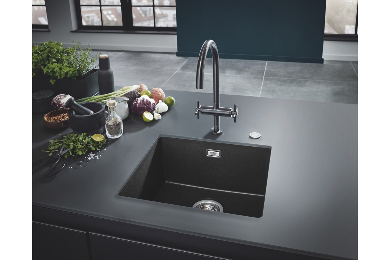 Мойка GROHE K700U с одной чашей, 457 x 406 мм, черный гранит (31653AP0)