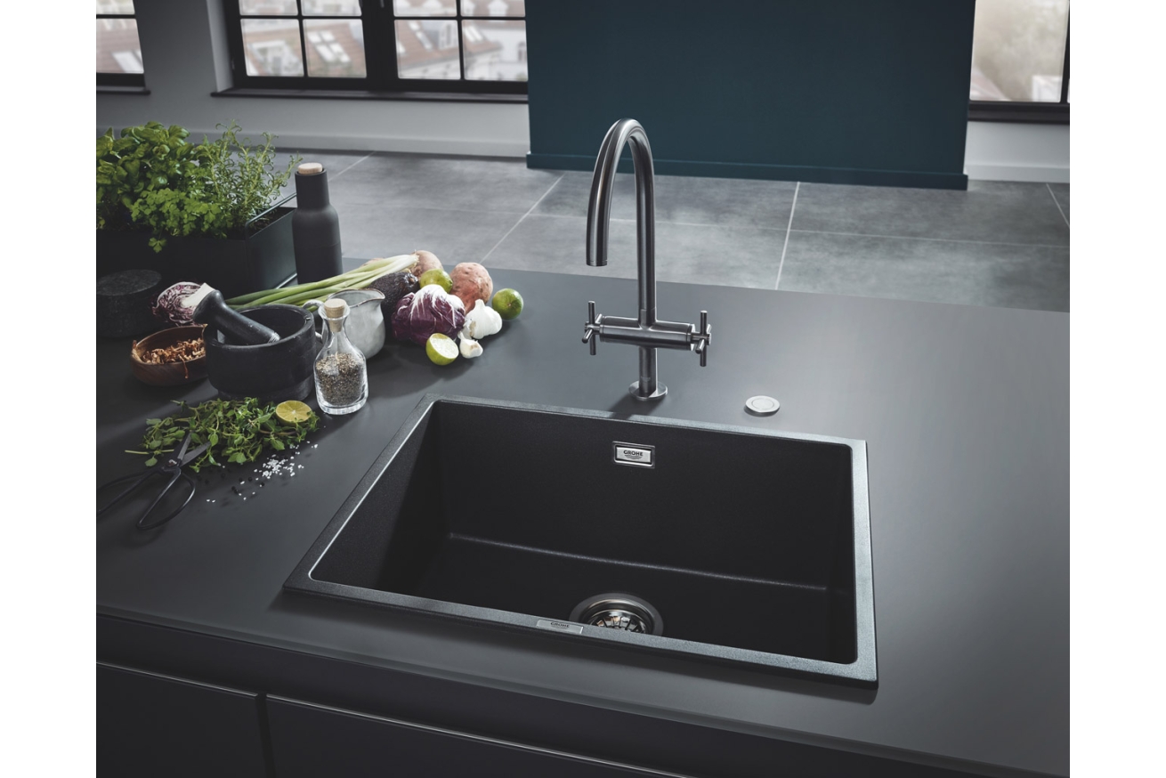 Мойка GROHE K700U с одной чашей, 457 x 406 мм, черный гранит (31653AP0)