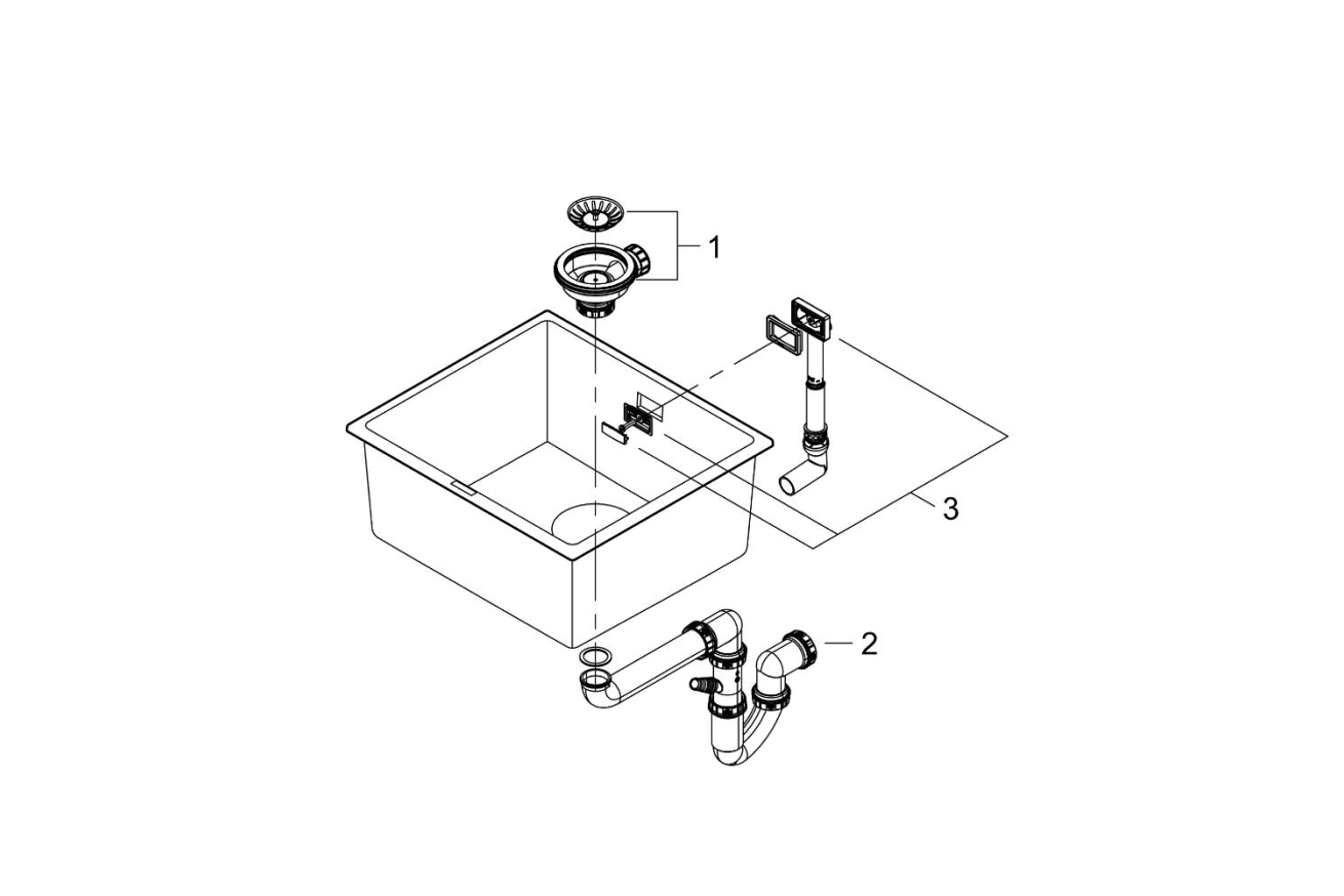 Мойка GROHE K700U с одной чашей, 457 x 406 мм, черный гранит (31653AP0)