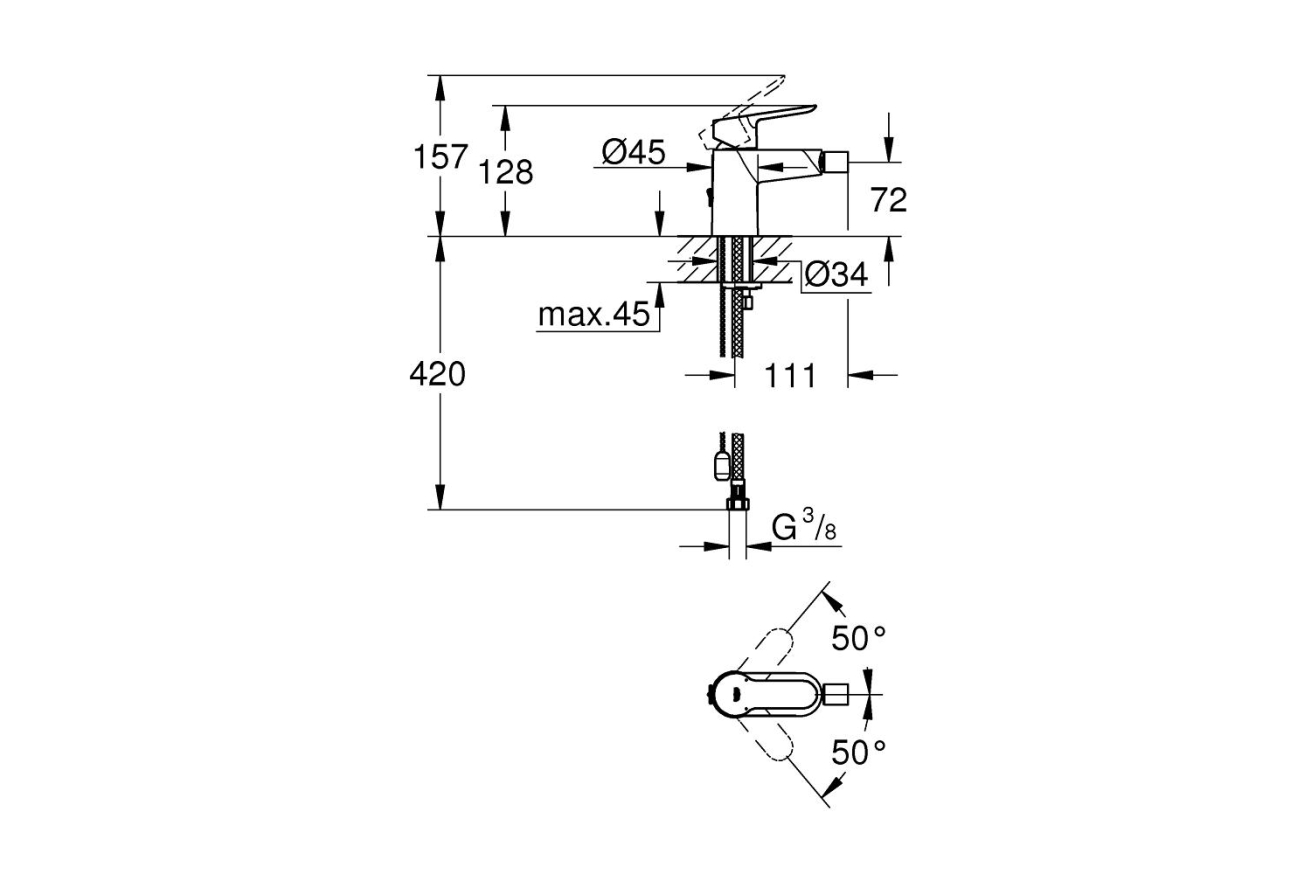 Смеситель для биде GROHE BauEdge, хром (23332000)