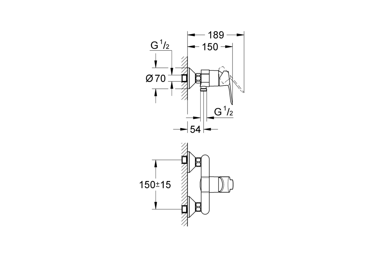 Смеситель для душа GROHE BauEdge, хром (23333000)