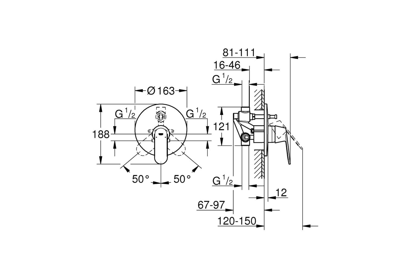 Смеситель для ванны GROHE Eurosmart Cosmopolitan с монтажной частью, хром (32879000)