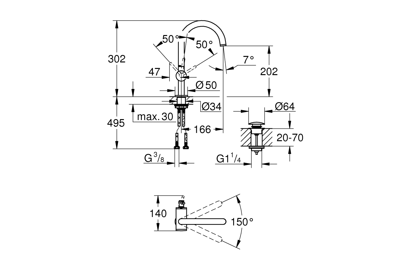 Смеситель для раковины GROHE Atrio, суперсталь (32042DC3)