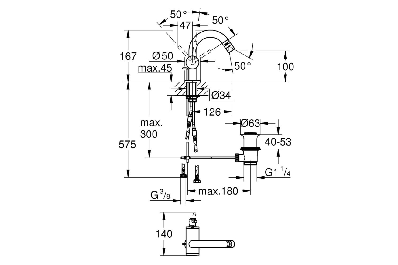 Смеситель для биде GROHE Atrio с донным клапаном, теплый закат глянец (32108DA3)