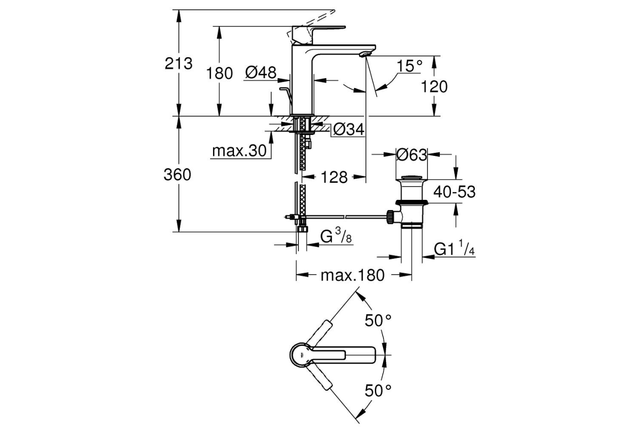 Смеситель для раковины GROHE Lineare, S-Size, хром (32114001)
