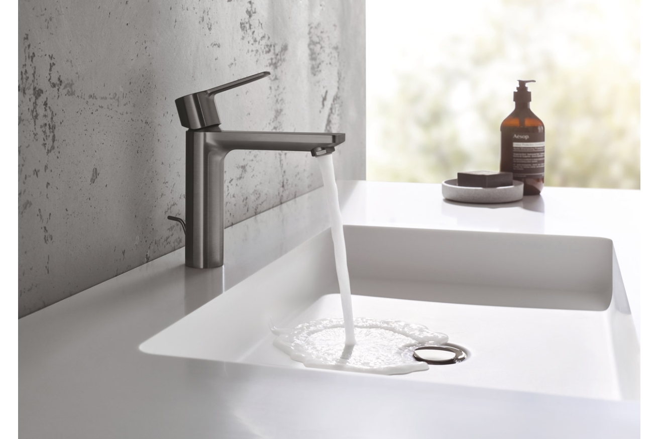 Смеситель для раковины GROHE Lineare с донным клапаном, S-Size, темный графит матовый (32114AL1)