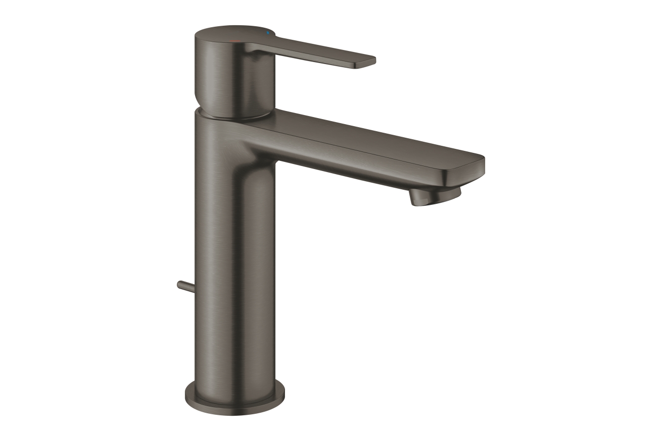 Смеситель для раковины GROHE Lineare с донным клапаном, S-Size, темный графит матовый (32114AL1)