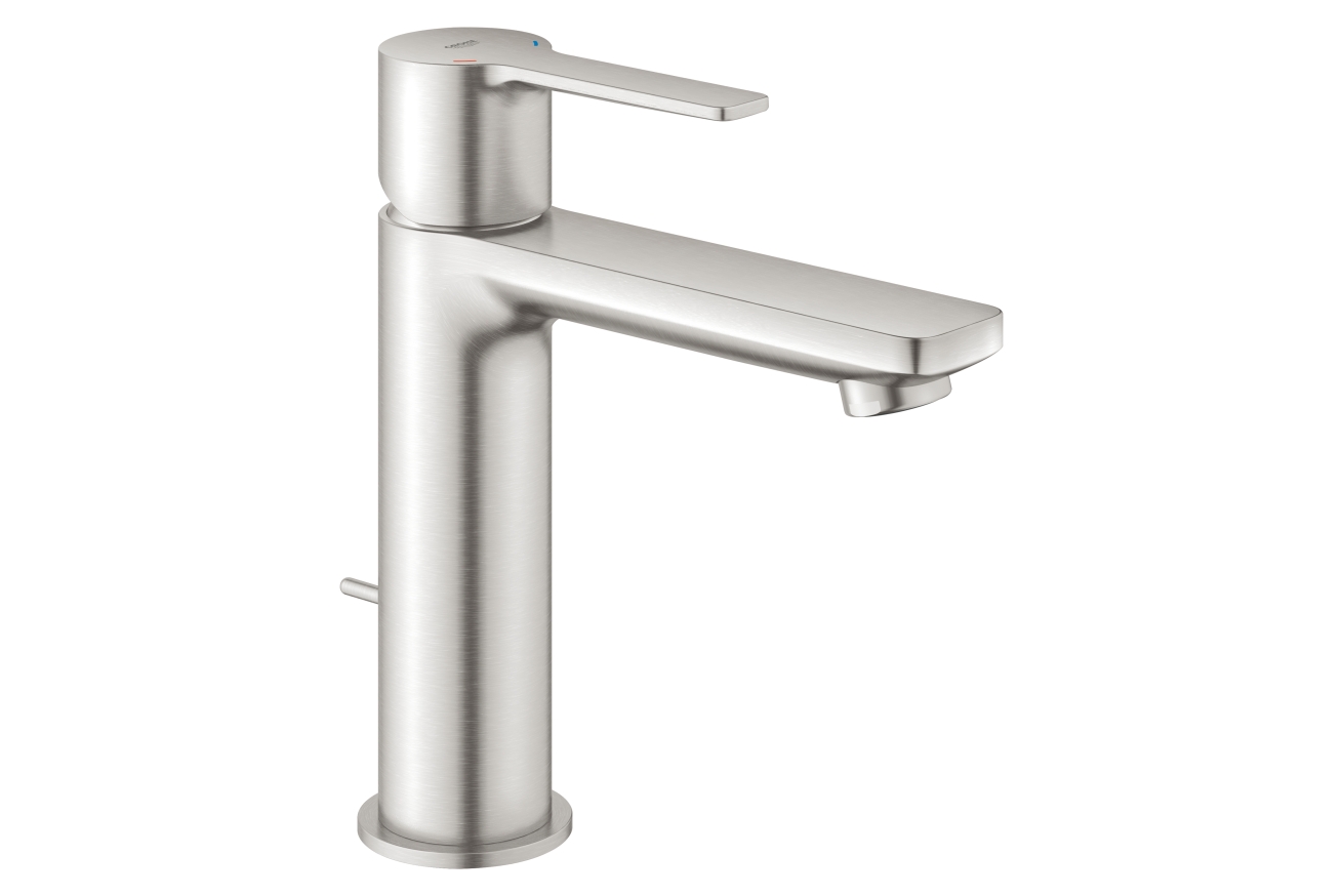 Смеситель для раковины GROHE Lineare с донным клапаном, суперсталь (32114DC1)