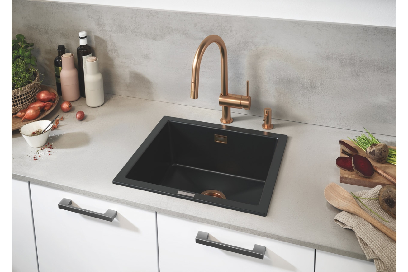 Смеситель для кухни GROHE Minta с вытяжным душем, C-образный излив, теплый закат матовый (32321DL2)
