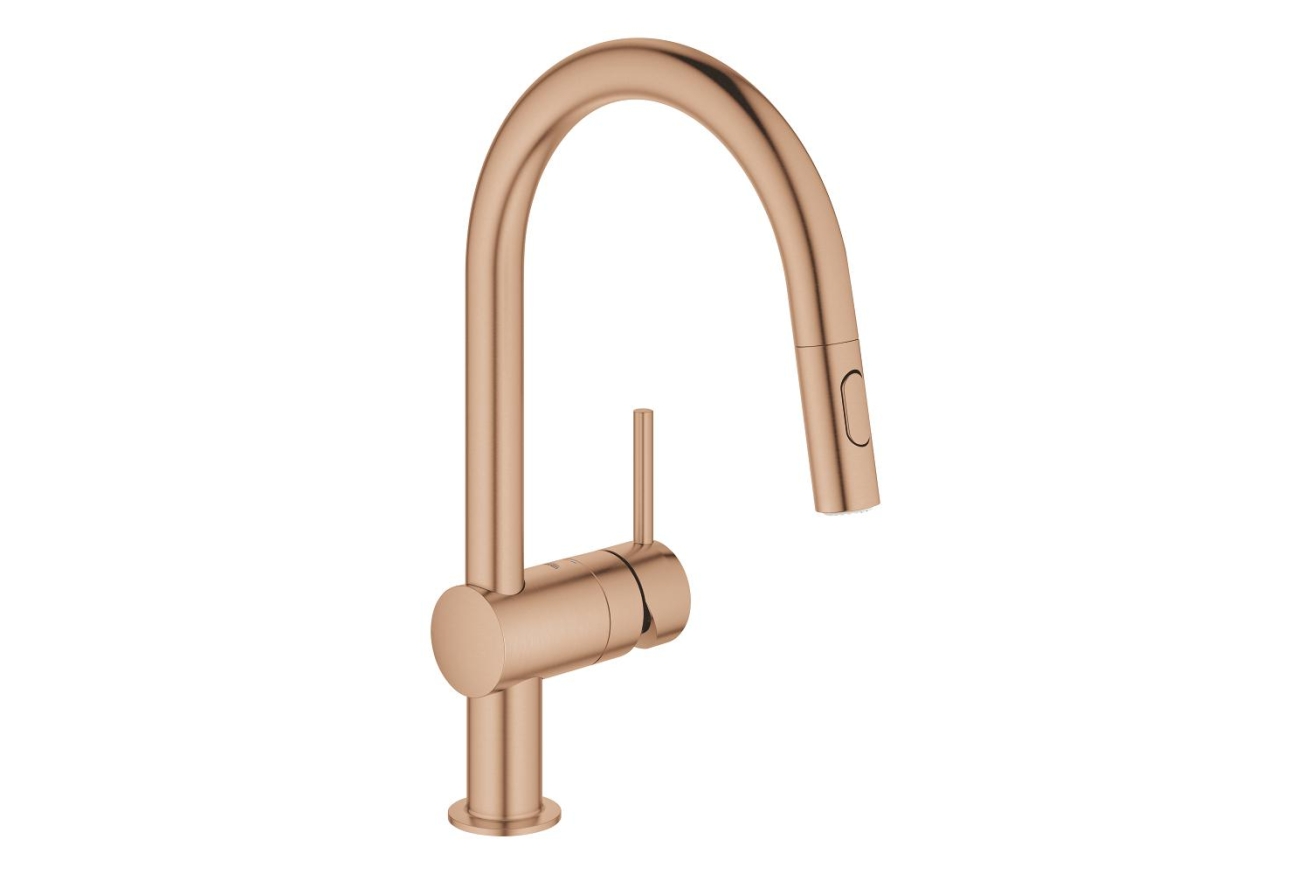 Смеситель для кухни GROHE Minta с вытяжным душем, C-образный излив, теплый закат матовый (32321DL2)
