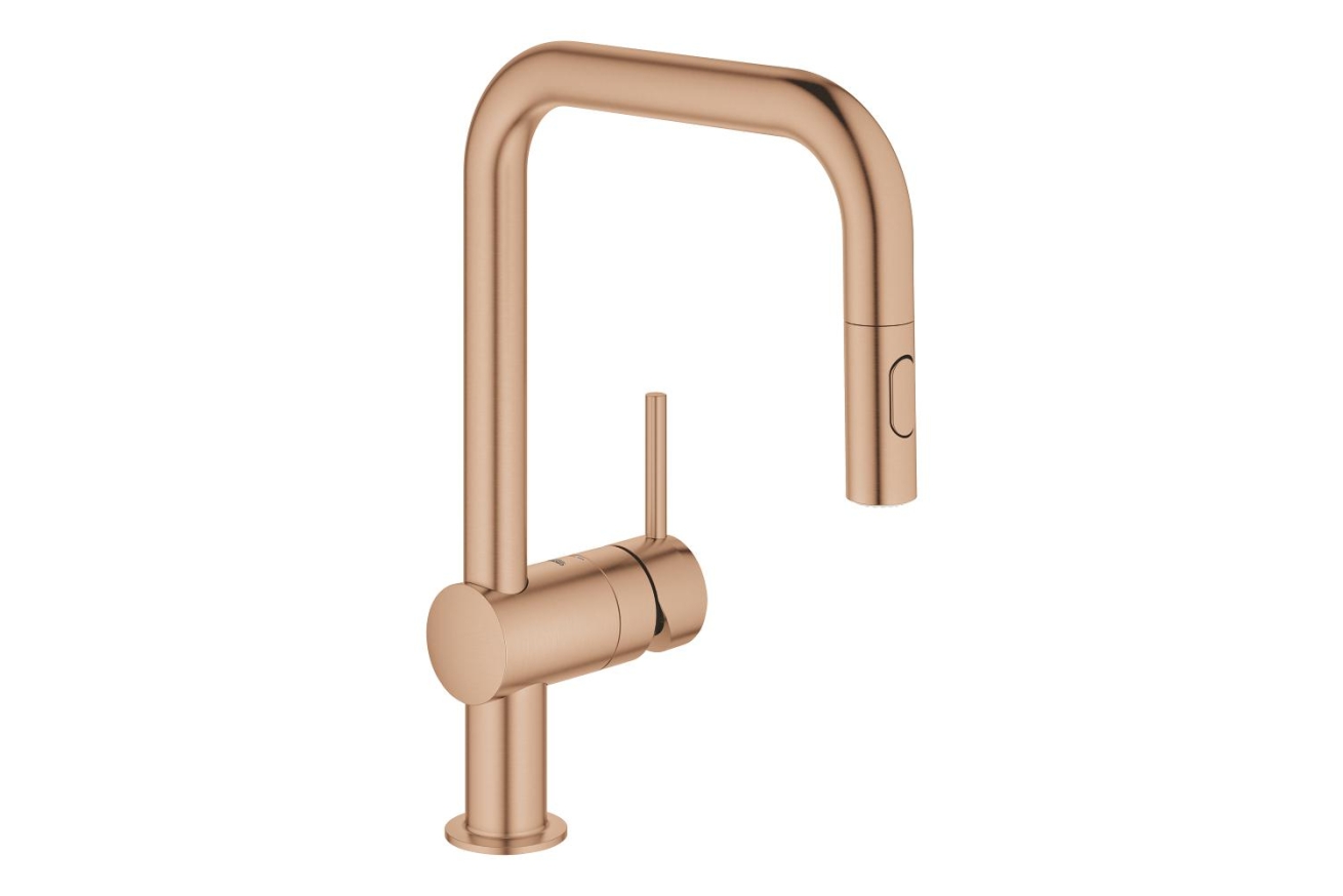 Смеситель для кухни GROHE Minta с вытяжным душем, U-образный излив, теплый закат матовый (32322DL2)