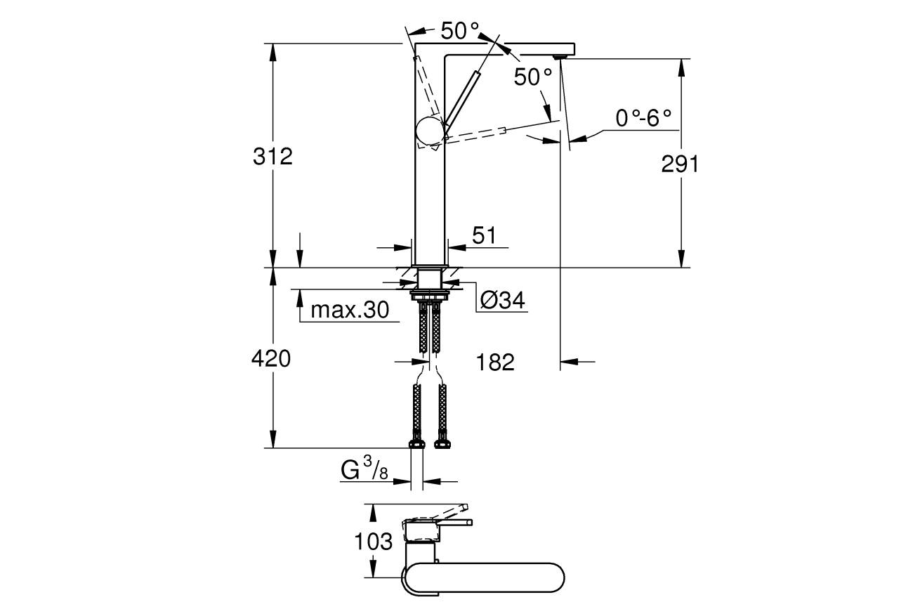 Смеситель для раковины GROHE Plus, XL-size, хром (32618003)