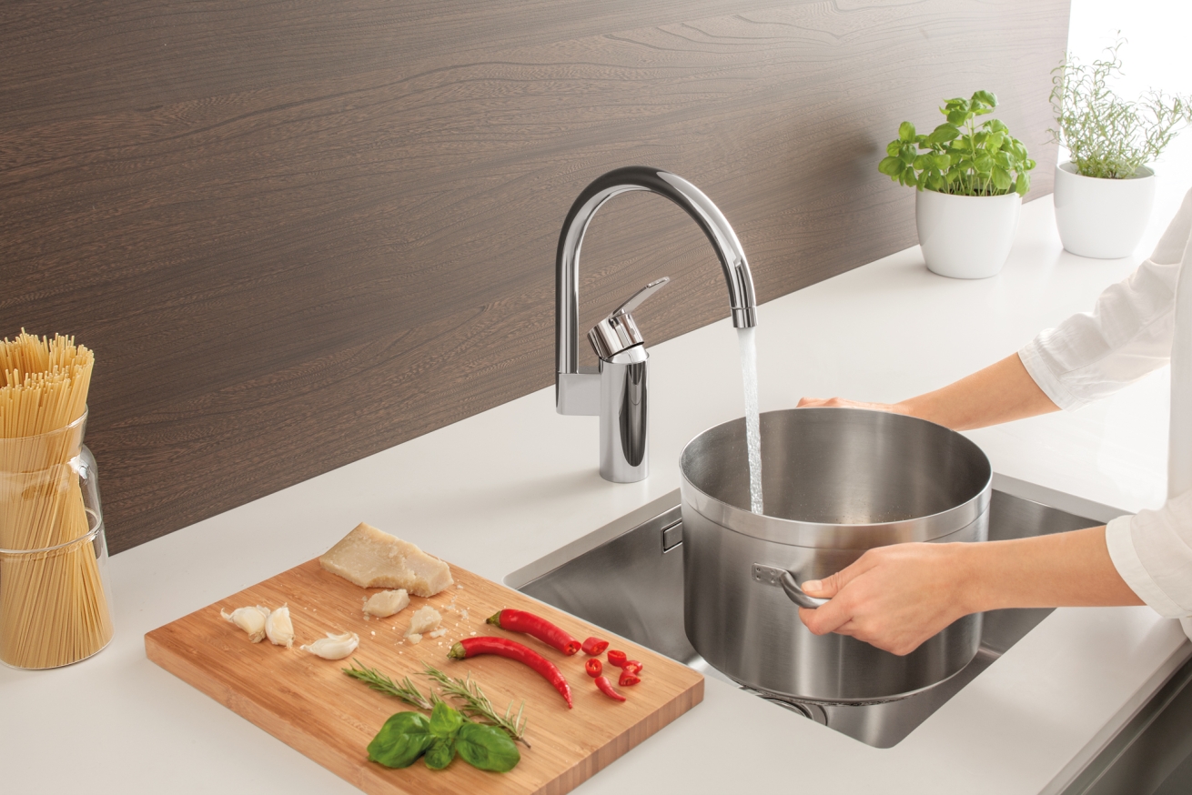 Смеситель для кухни GROHE Wave Cosmopolitan с высоким изливом, хром (32449001)
