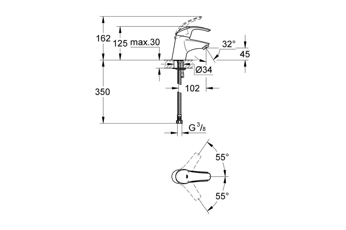 Смеситель для раковины GROHE Eurosmart, хром (32467001)